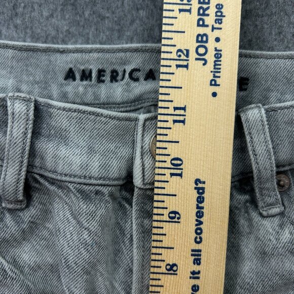 American Eagle '90s Straight Leg Jeans Women's Size 12 Gray Distressed Denim - Picture 9 of 12